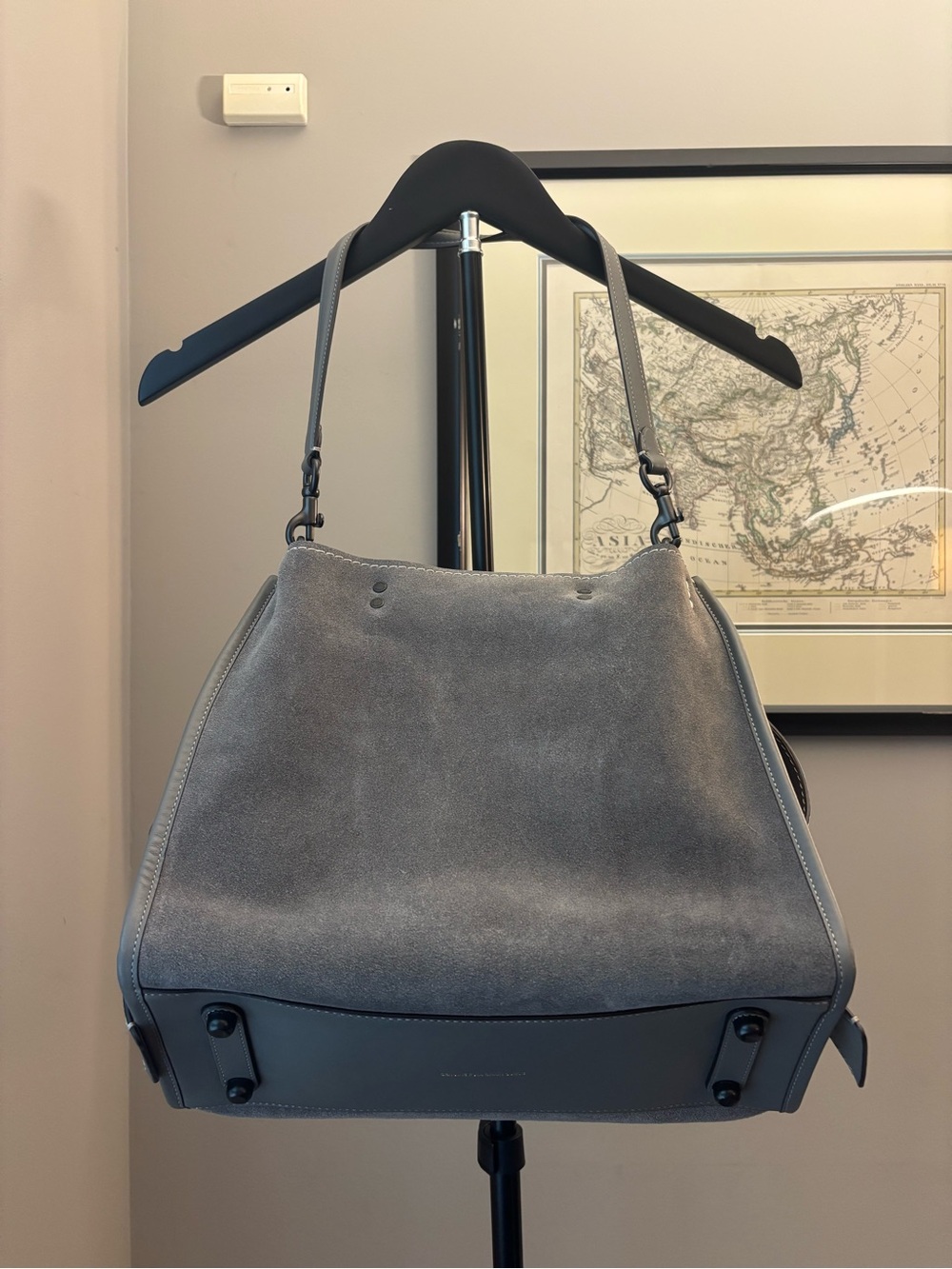 NWT Coach Rouge 31 Heather Gray Suede Leather Satchel Bag with Dust bag - Picture 4 of 10